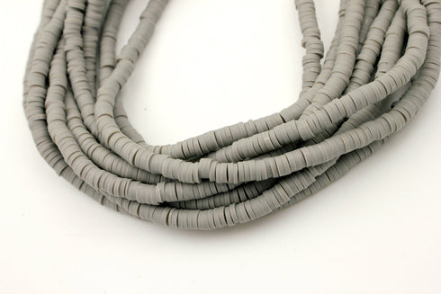 4mm vinyl Heishi beads gray polymer clay beads